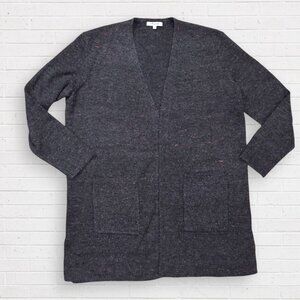 MADEWELL Donegal Kent Black Gray Tweed Open Front Cardigan Sweater Women;s L